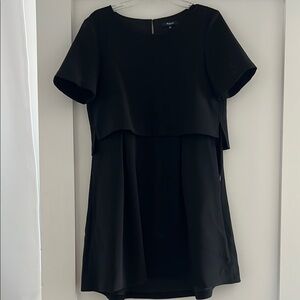 Madewell Black Sheath Midi Dress Crew Neck Short Sleeve